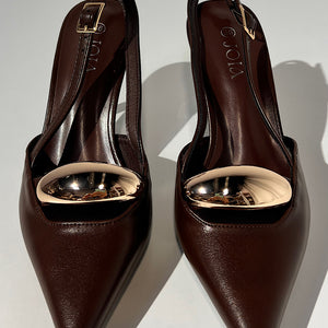ZAPATO TACON DESTALONADO MARRÓN