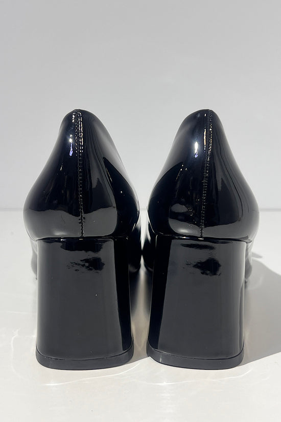 Pumps mit Blockabsatz Lackleder Schwarz