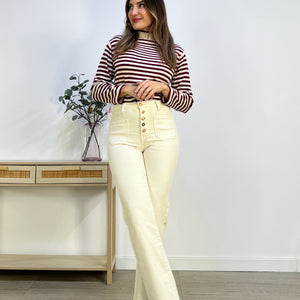 PANTALON WIDE LEG BOTONES COLORES