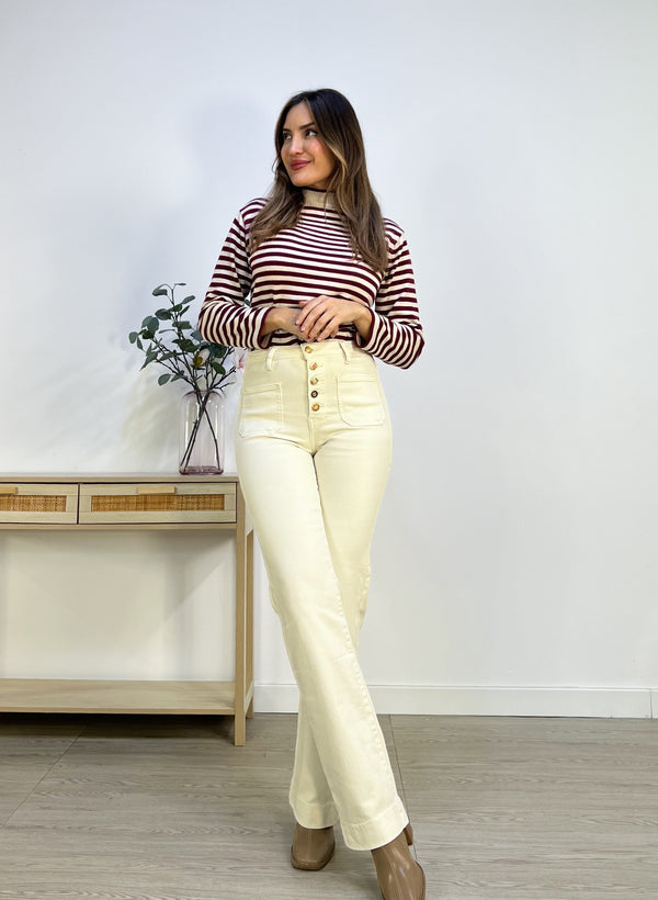 PANTALON WIDE LEG BOTONES COLORES