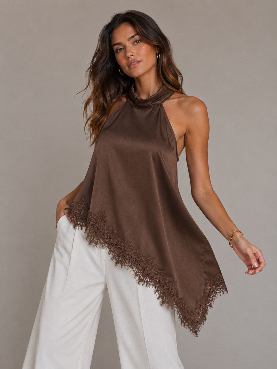 BLUSA SATEN CUELLO HALTER