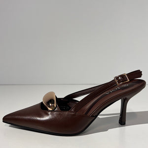 ZAPATO TACON DESTALONADO MARRÓN