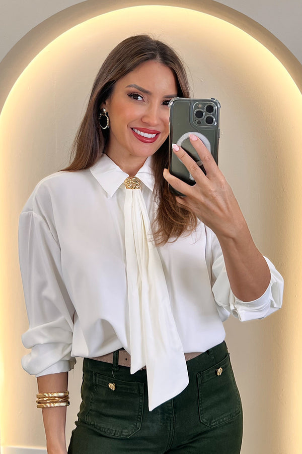 BLUSA CORBATA DETALLE ORO