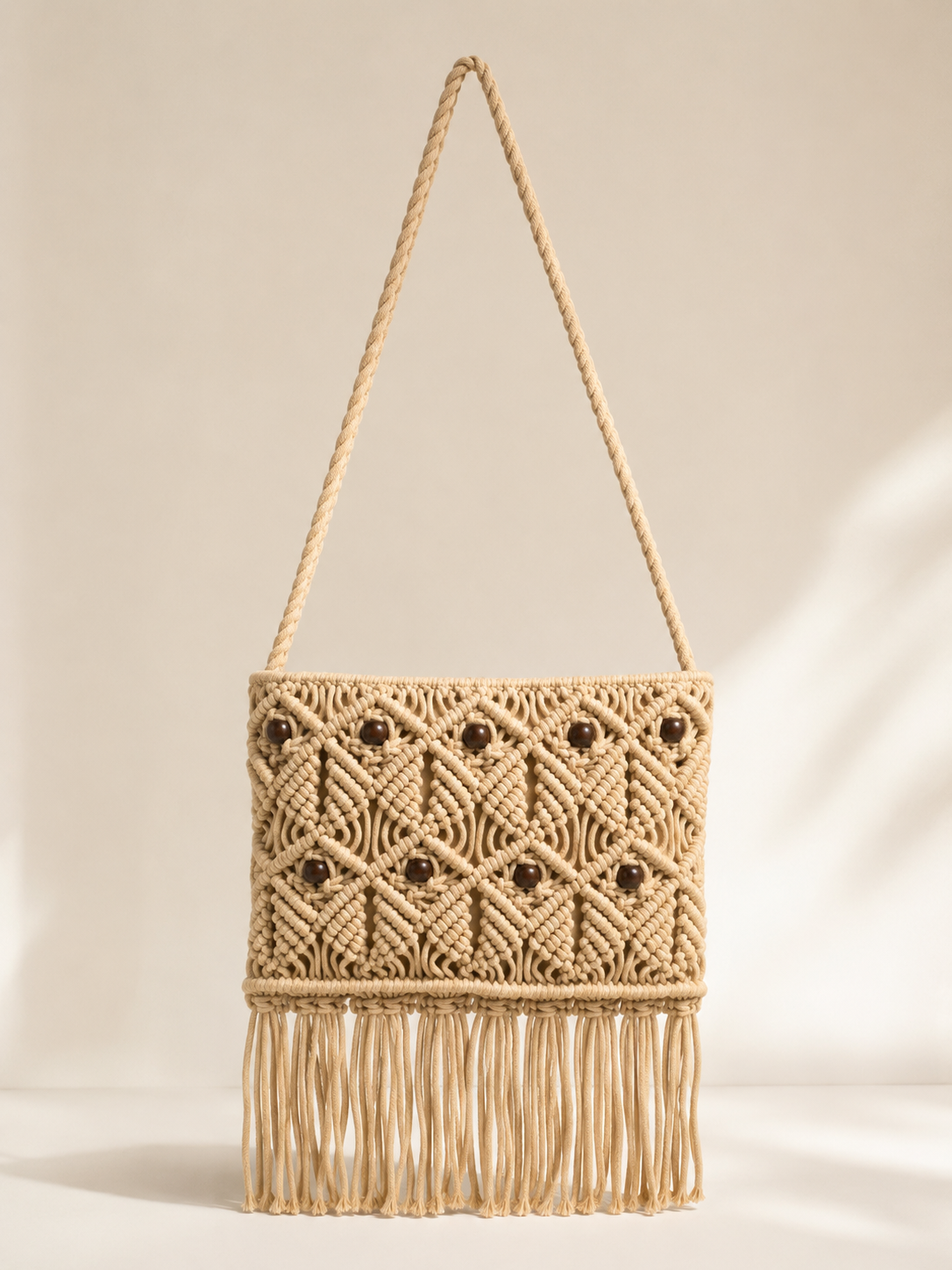 BOLSO BANDOLERA MACRAMÉ FLECOS