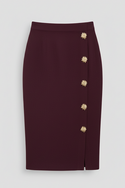 FALDA MIDI DETALLES DORADOS