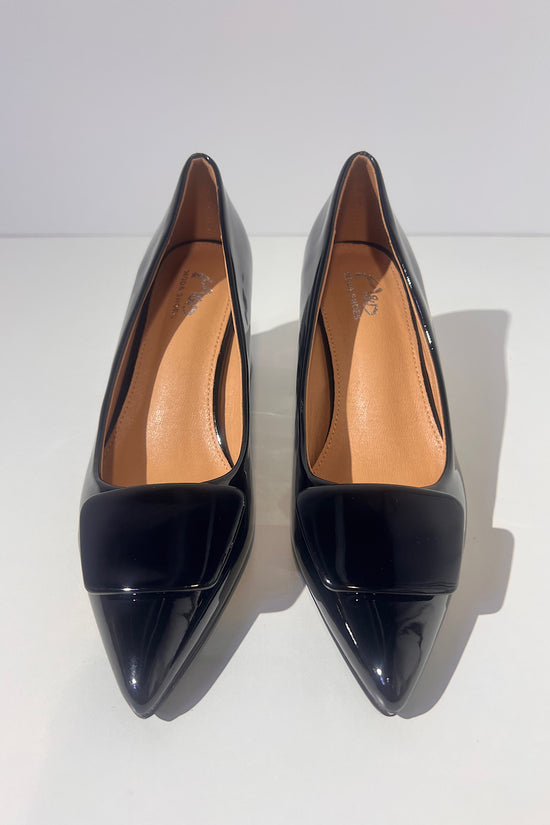 Pumps mit Blockabsatz Lackleder Schwarz
