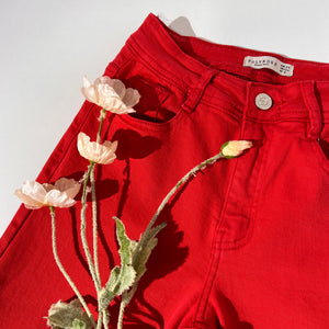 PANTALON VAQUERO WIDELEG ROJO