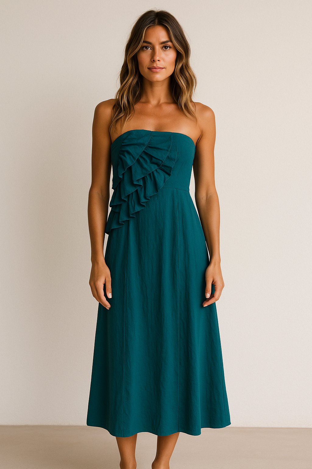 VESTIDO PALABRA DE HONOR OCEAN RUFFLE