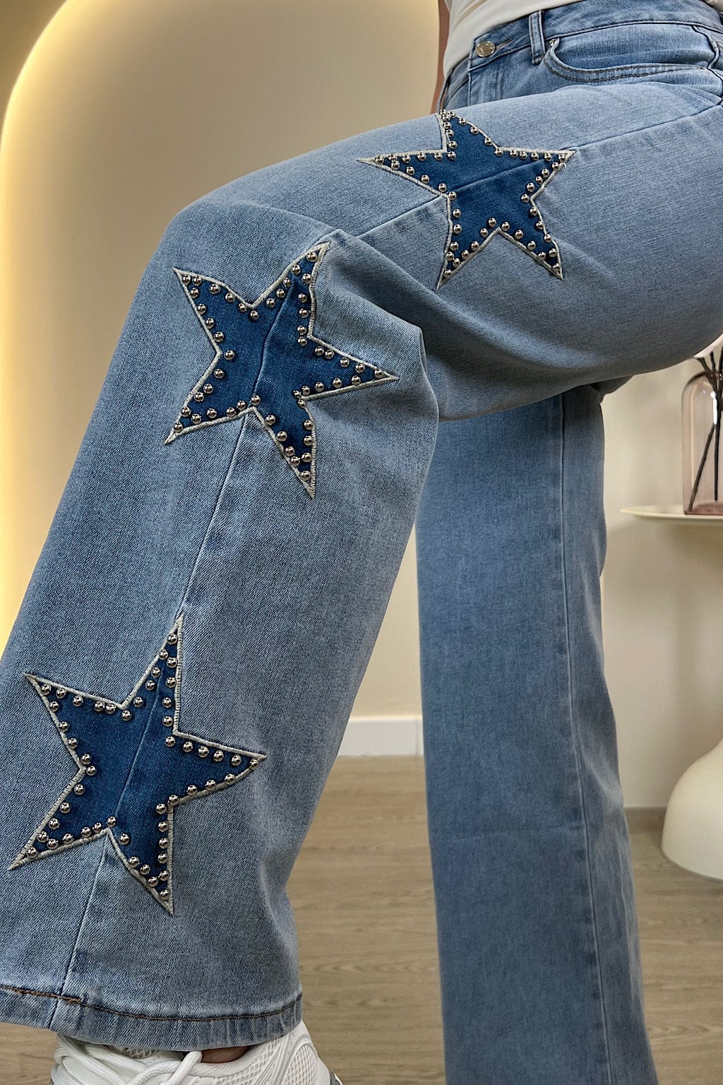 JEAN METALLIC-STUDS-STAR