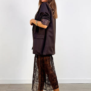 FALDA MIDI COMBI SATEN Y ENCAJE