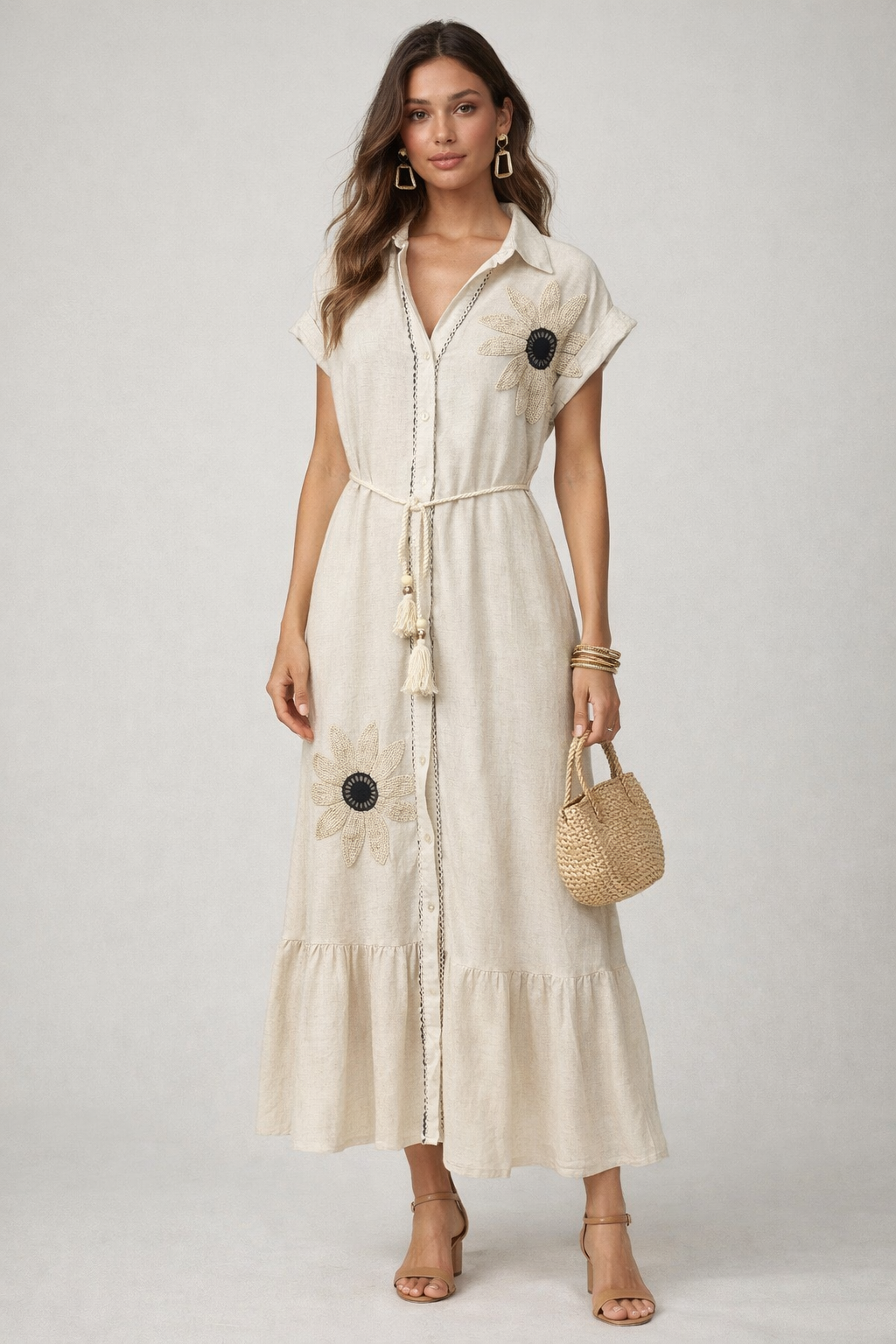 VESTIDO BORDADO FLOR LIRIA