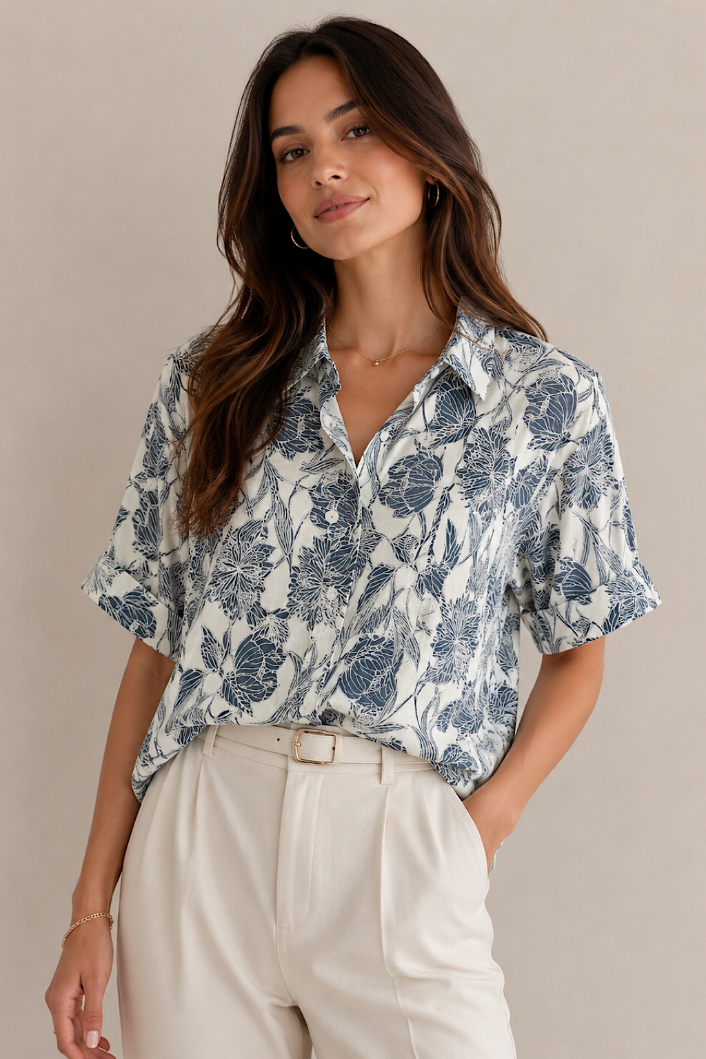 CAMISA MANGA CORTA FLORES ANI