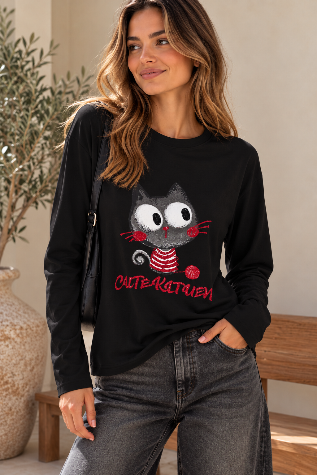 CAMISETA MANGA LARGA GATITO CUTE