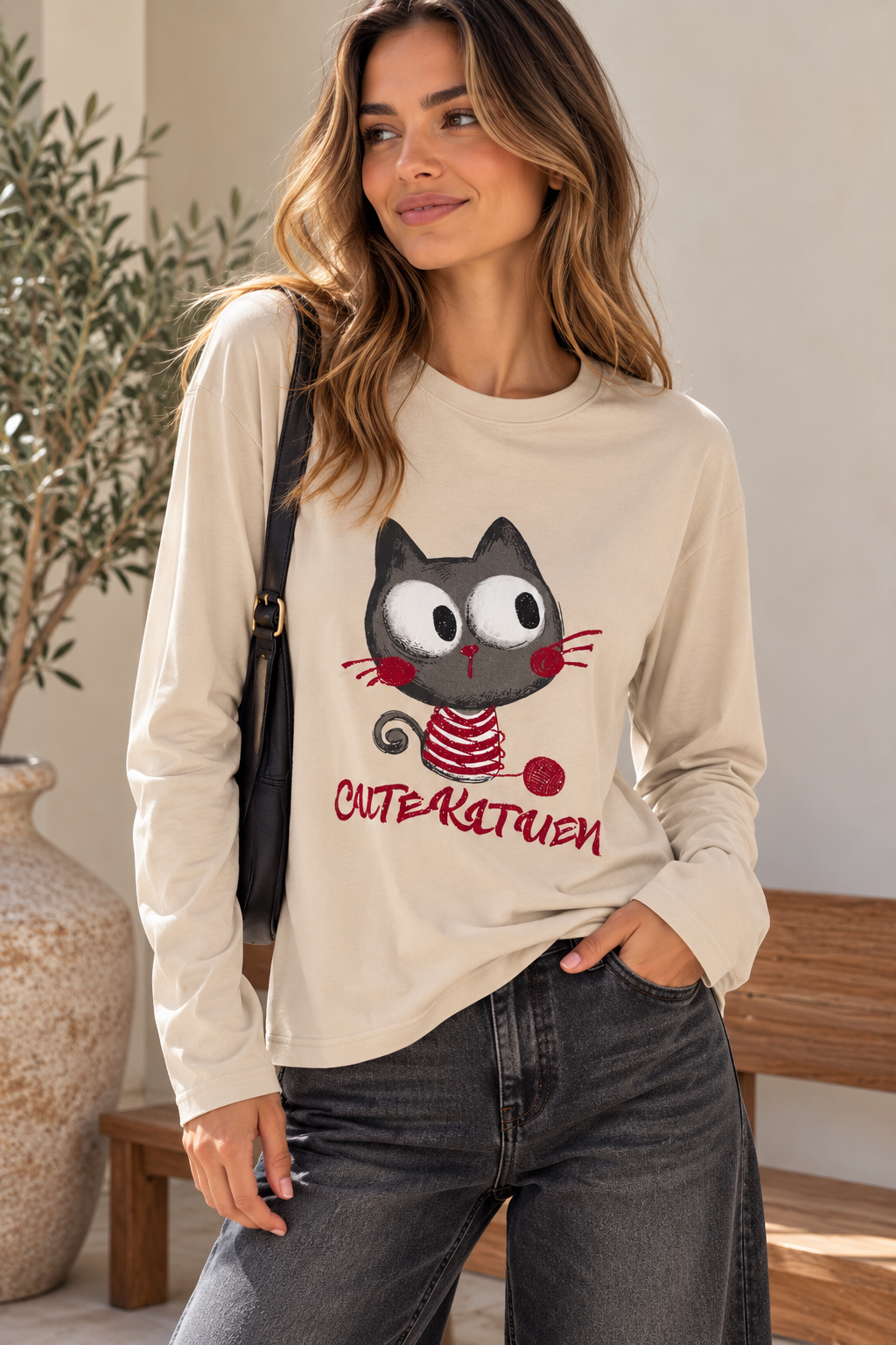 CAMISETA MANGA LARGA GATITO CUTE