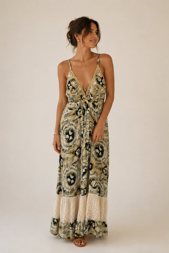 VESTIDO INDIA SEDA DORADO