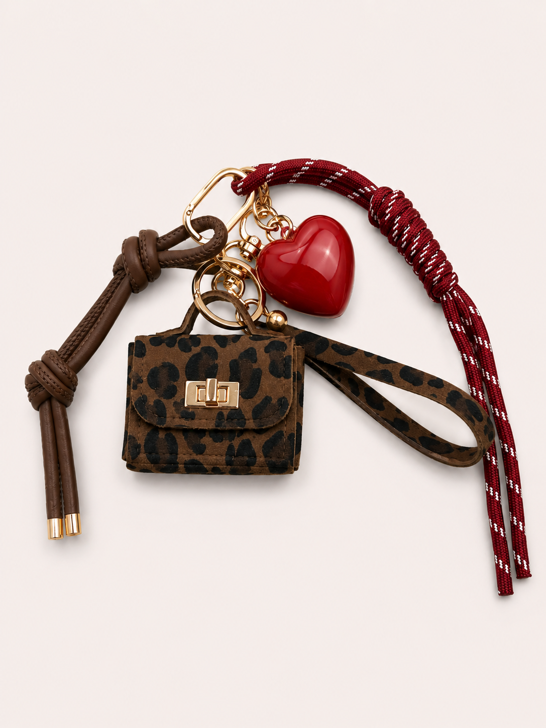 LLAVERO CHARM BOLSITO + CORAZON ROJO