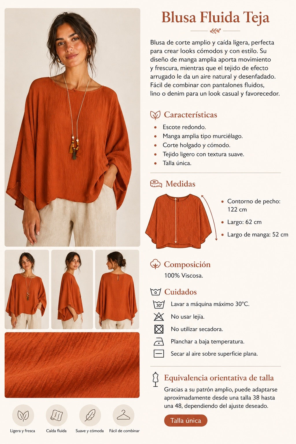 BLUSA MANGA ACAMPANADA