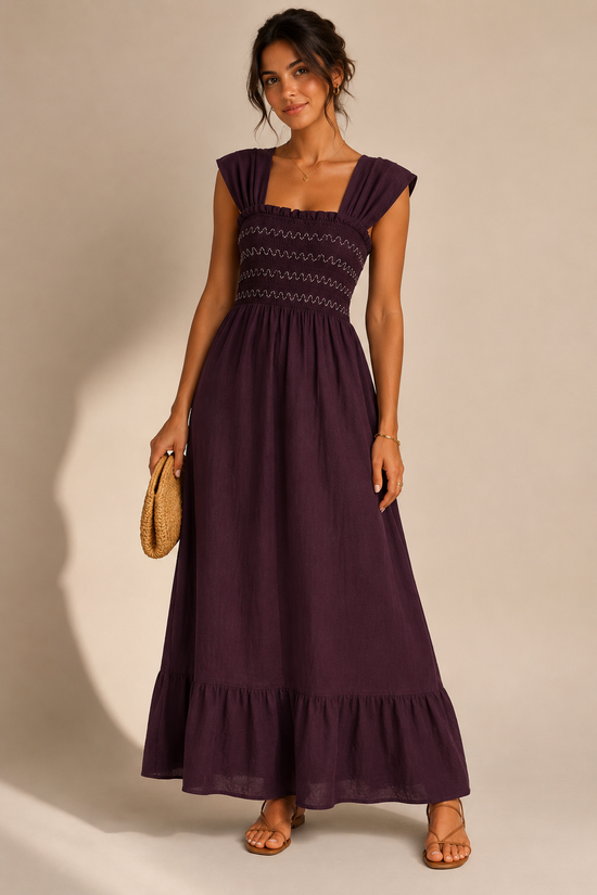 VESTIDO LARGO ENGOMADO ZIGZAG