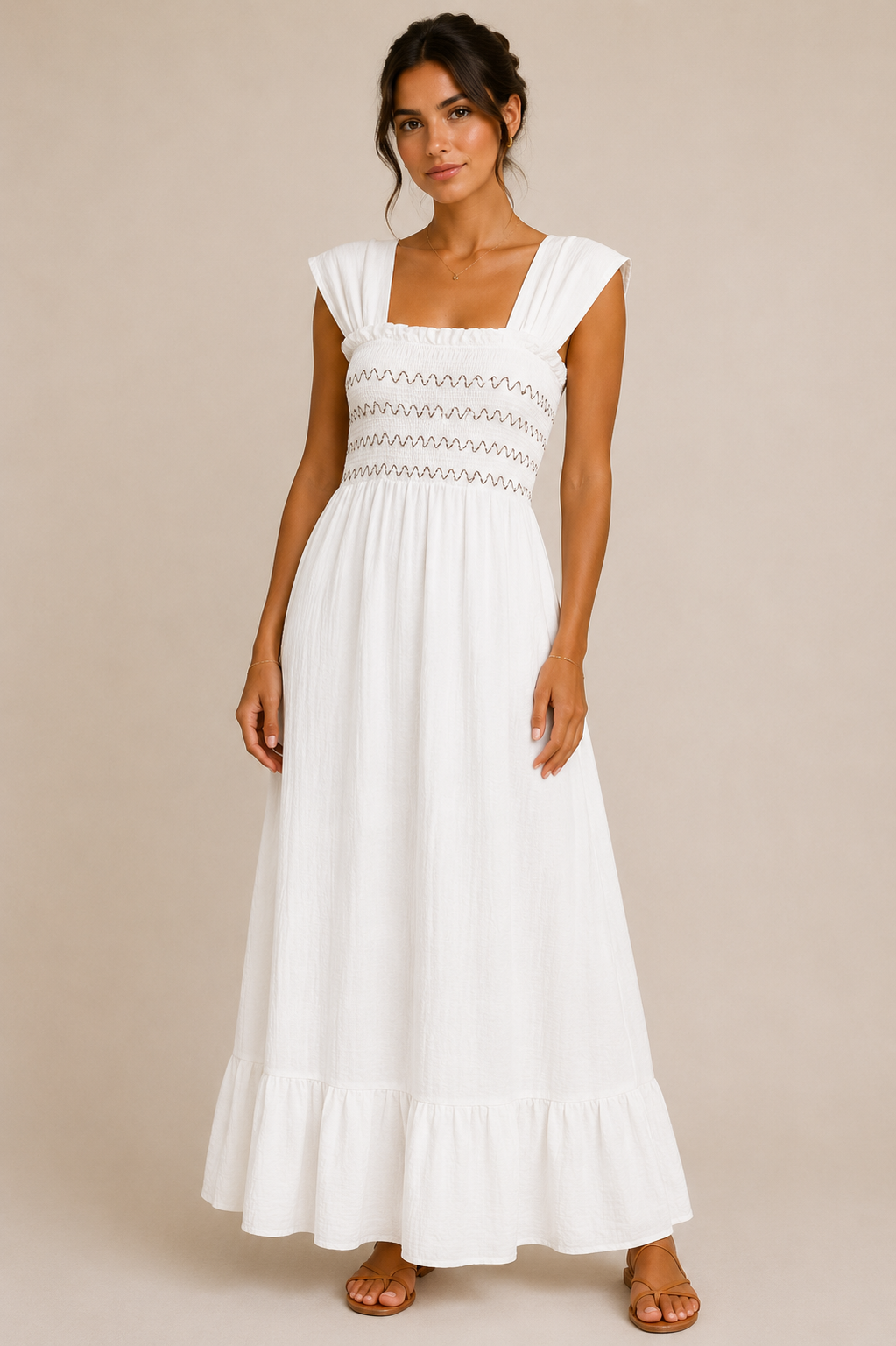 VESTIDO LARGO ENGOMADO ZIGZAG