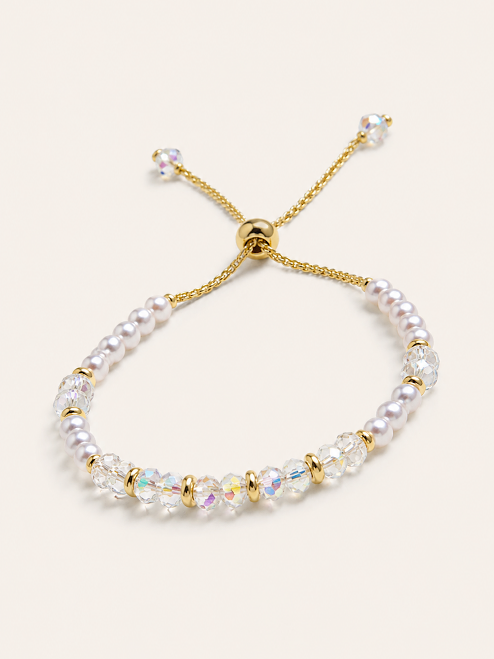 PULSERA PERLAS + CRISTALES ACERO