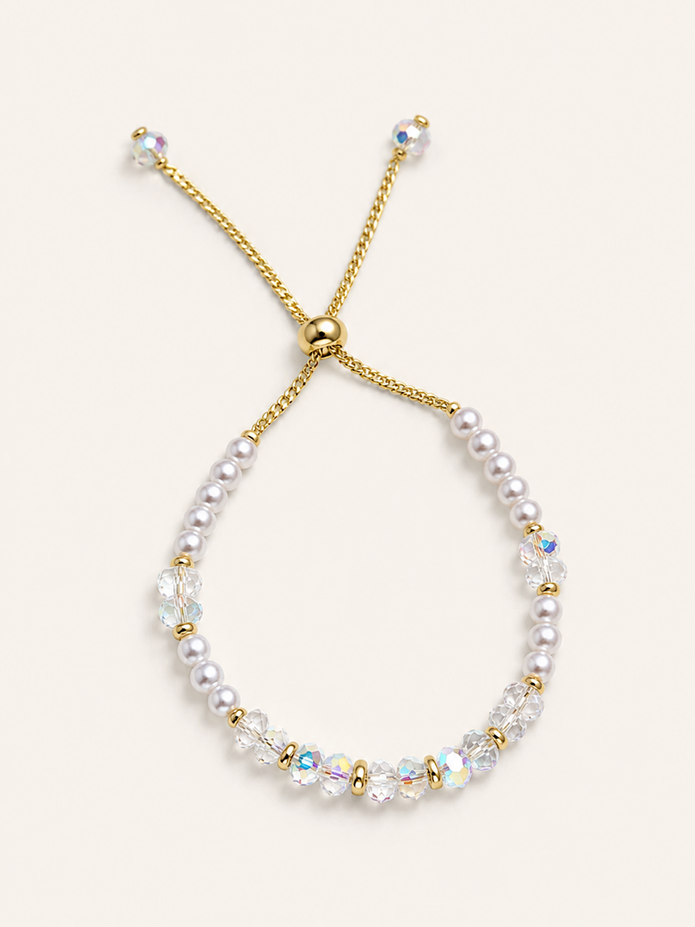 PULSERA PERLAS + CRISTALES ACERO