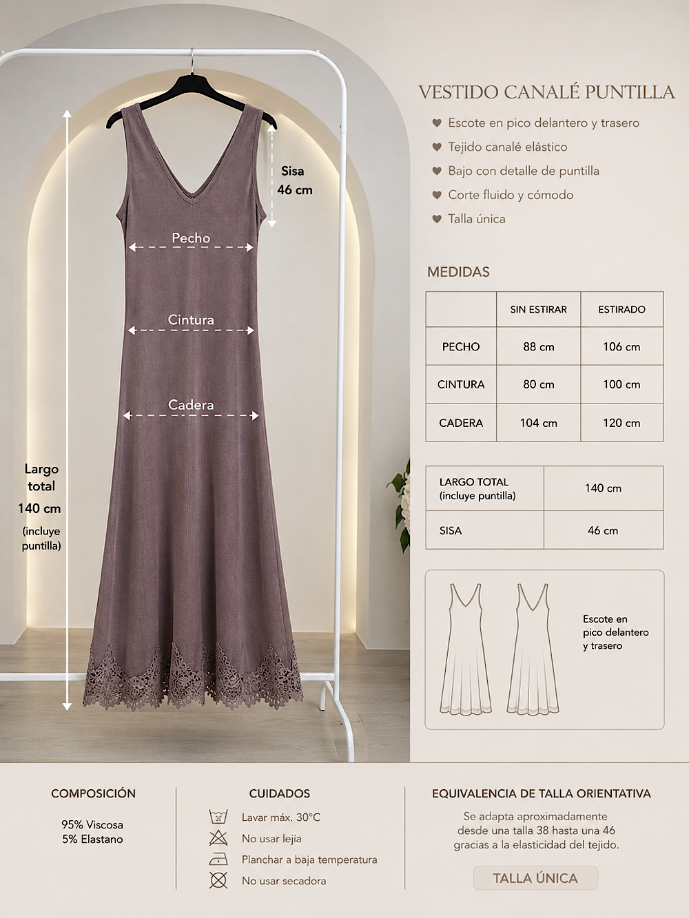 VESTIDO LARGO PUNTILLA CECIL