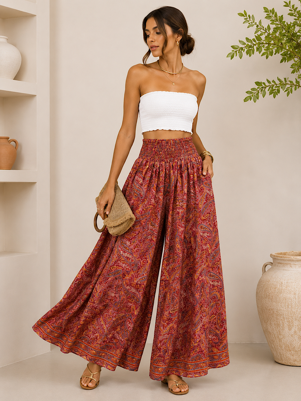 PANTALON SEDA ESTAMAPADO