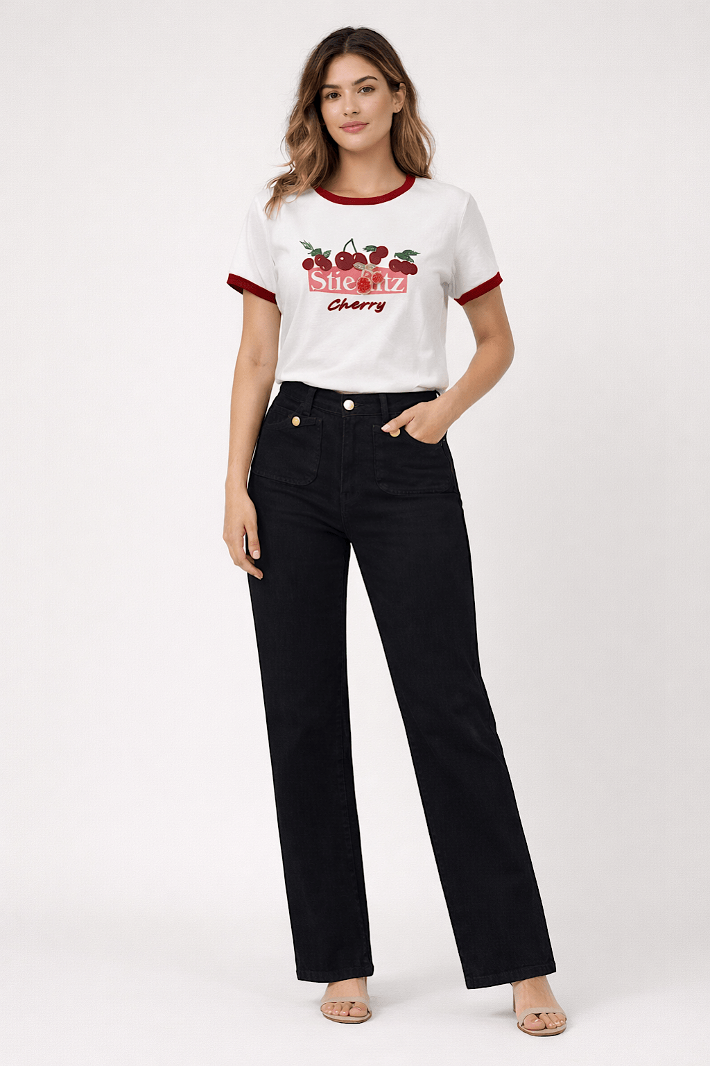 SCHWARZE JEANS MIT VORDERTASCHEN