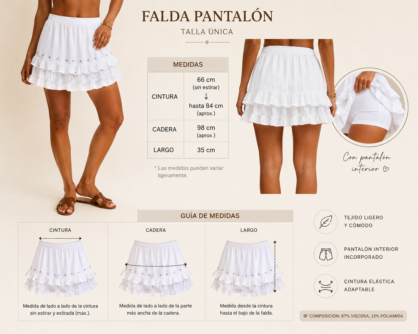 FALDA CON PANTALON TACHUELAS