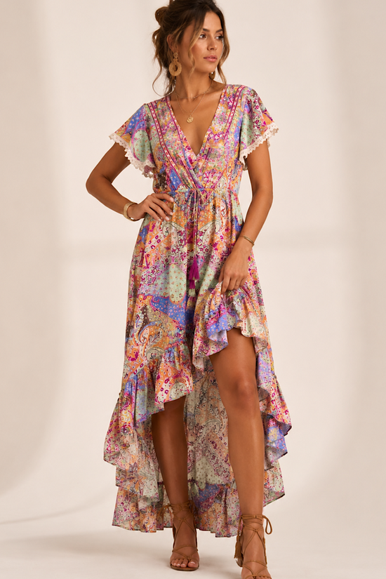 VESTIDO SEDA  BAJO ASIMETRICO