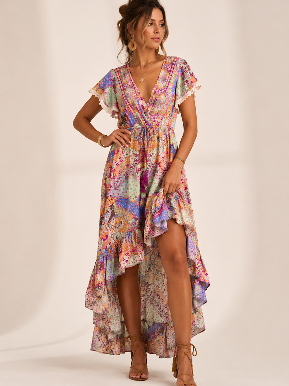 VESTIDO SEDA  BAJO ASIMETRICO