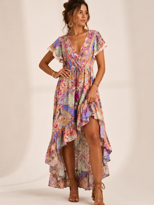 VESTIDO SEDA  BAJO ASIMETRICO