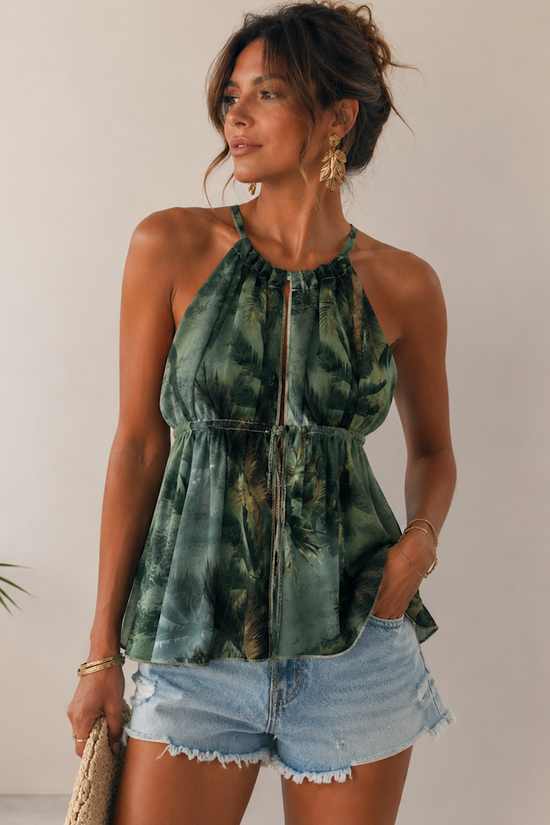 TOP HALTER GASA PALMERAS