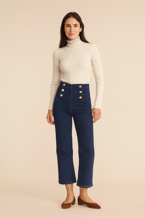 PANTALON VAQUERO BOTONES DORADOS SELENA