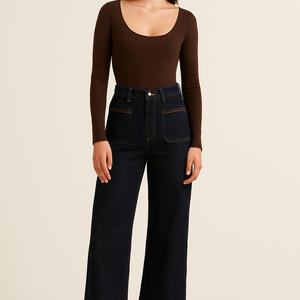 PANTALON VAQUERO WIDE LEG RIBETE