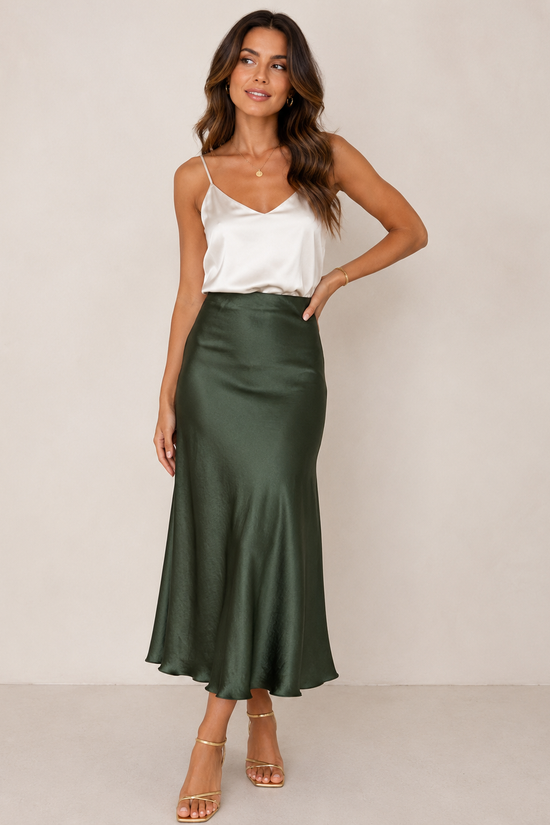 FALDA SATINADA MIDI ANAIS