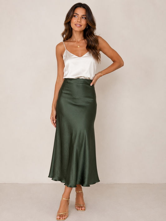 FALDA SATINADA MIDI ANAIS