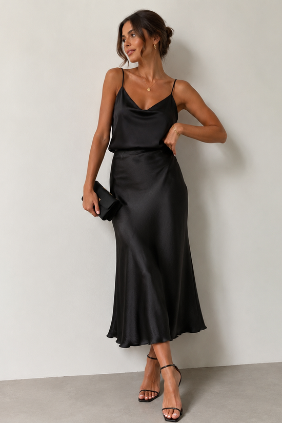 FALDA SATINADA MIDI ANAIS