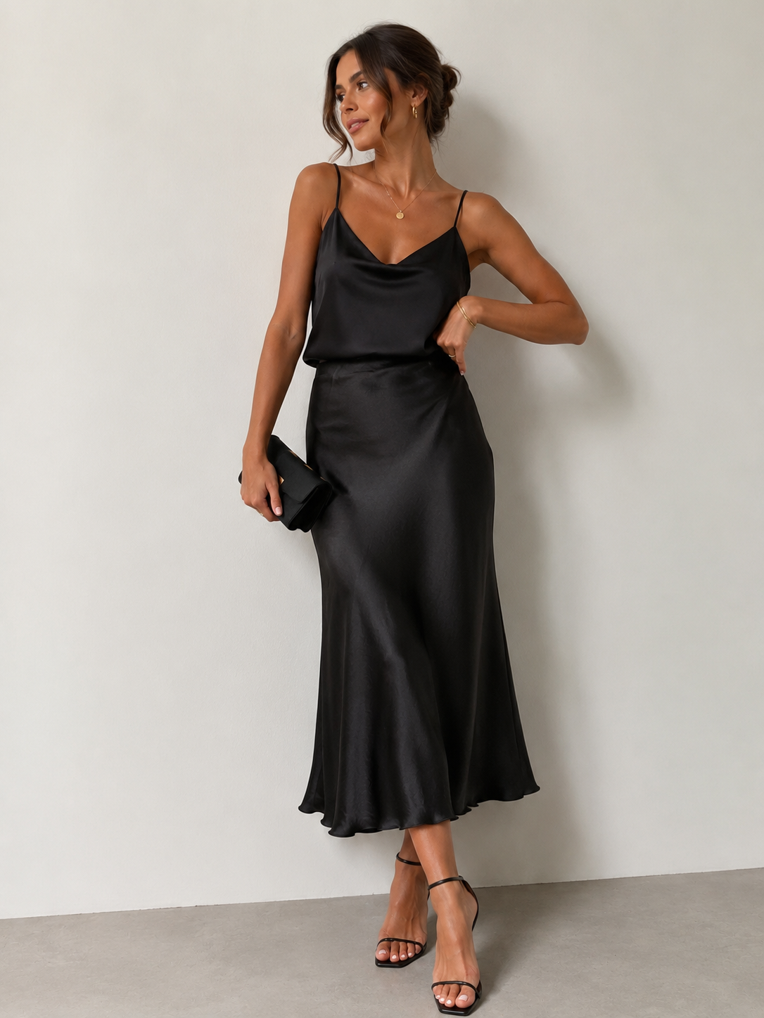 FALDA SATINADA MIDI ANAIS