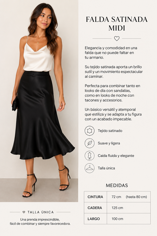 FALDA SATINADA MIDI ANAIS