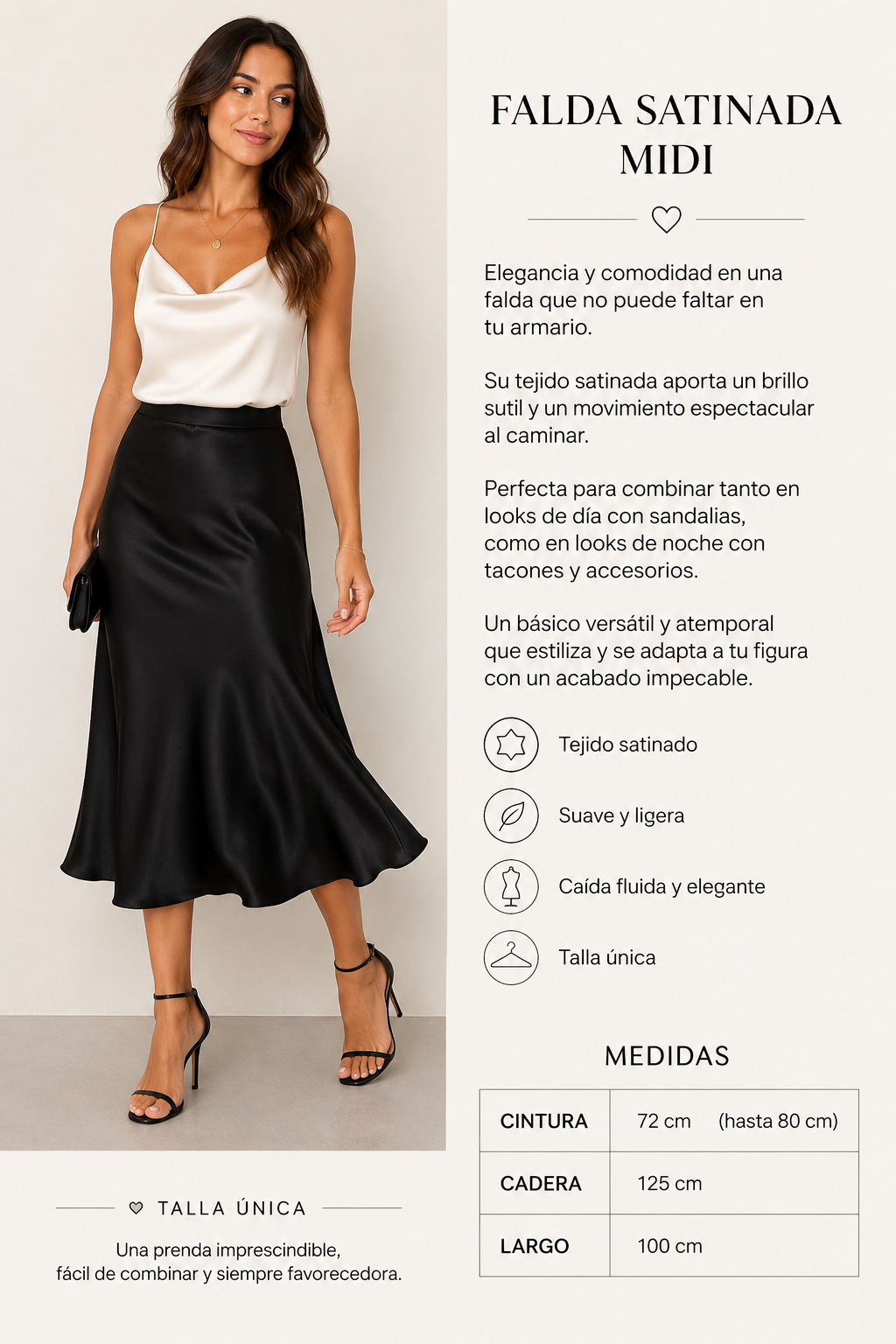 FALDA SATINADA MIDI ANAIS