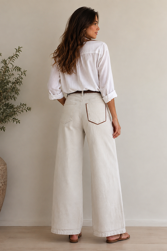 PANTALON WIDE LEG CINTURON