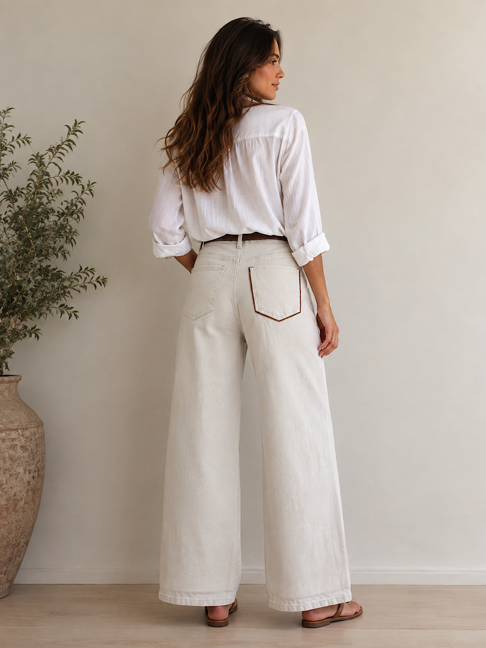 PANTALON WIDE LEG CINTURON