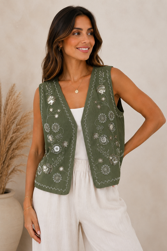 CHALECO BOHO BORDADOS LENTEJUELAS