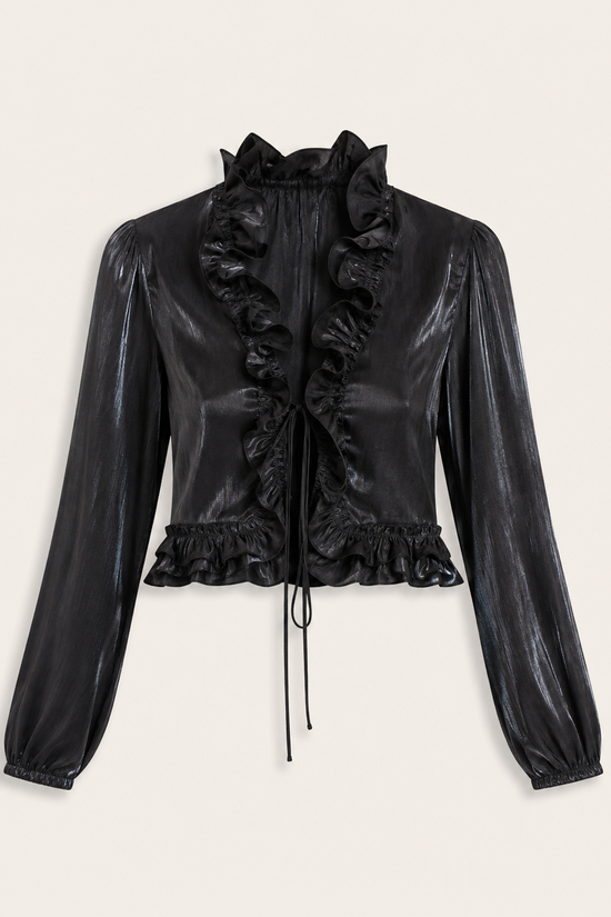 CHAQUETA SATIN BRILLATE VOLANTES
