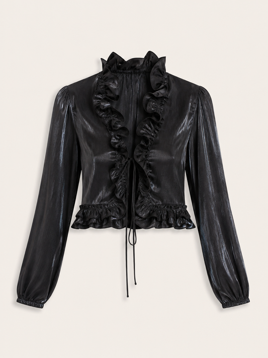 CHAQUETA SATIN BRILLATE VOLANTES