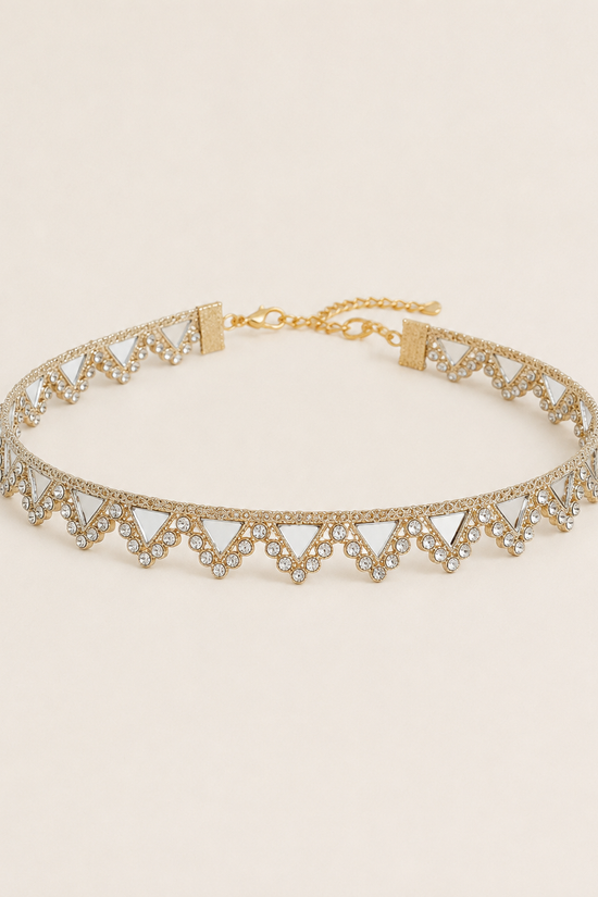CHOKER ESPEJOS TRIANGULO DORADO