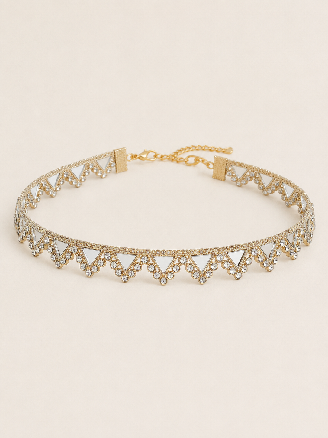 CHOKER ESPEJOS TRIANGULO DORADO