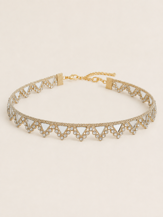 CHOKER ESPEJOS TRIANGULO DORADO