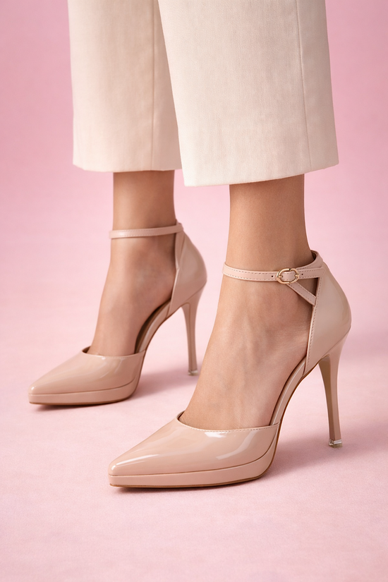CHAUSSURE À TALON EN CUIR VERNIS ET PLATEFORME